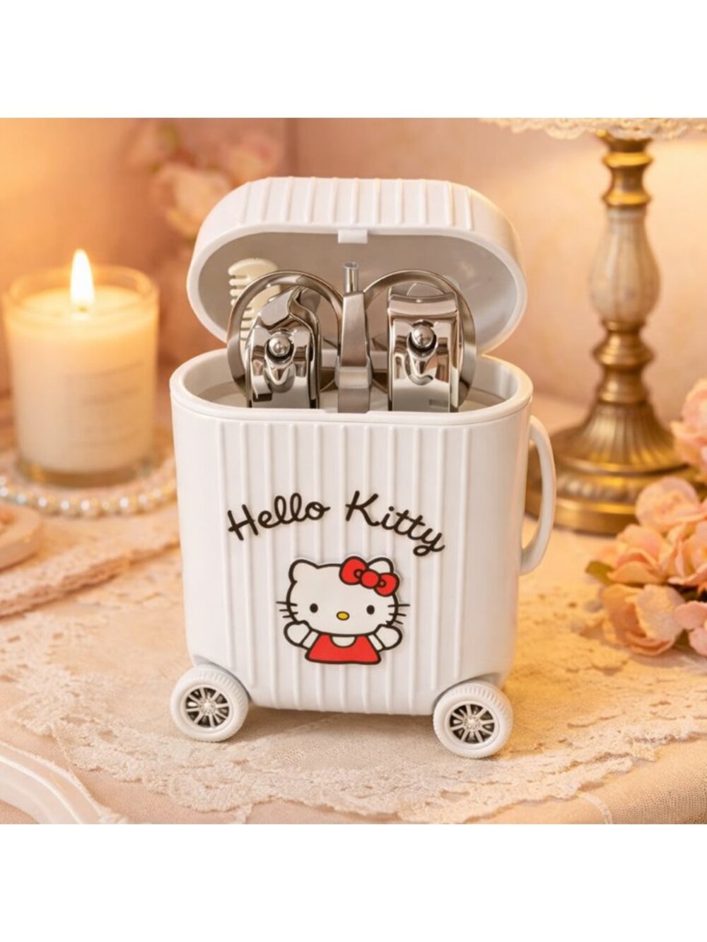 Hello Kitty Mini Suitcase Nail Care Set – Portable Stainless Steel Manicure Kit